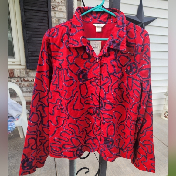 New With Tags Vintage Christopher Banks Women's Decorative Shirt, JACKET Shacket - Picture 3 of 14